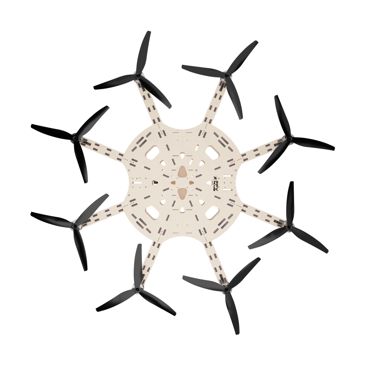 FPV drone frame, straight top view