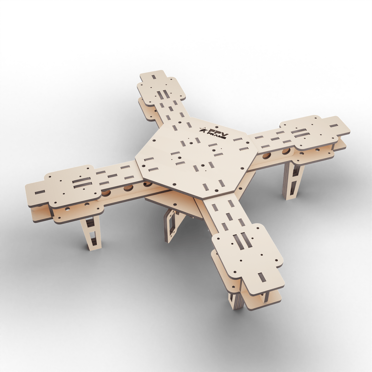 Vobla FPV drone frame, catalogue render with shadow