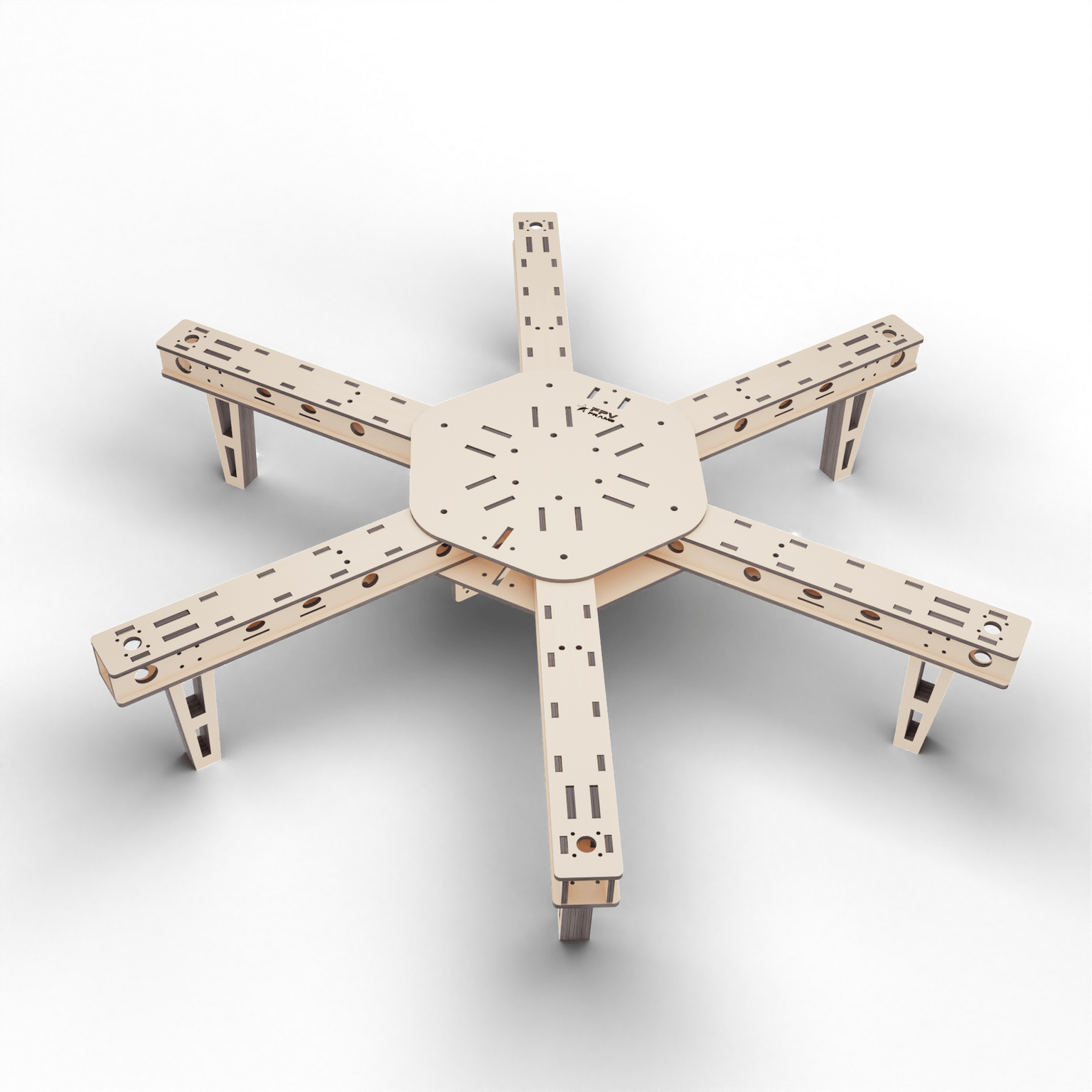 Kashchey FPV drone frame, catalogue render with shadow