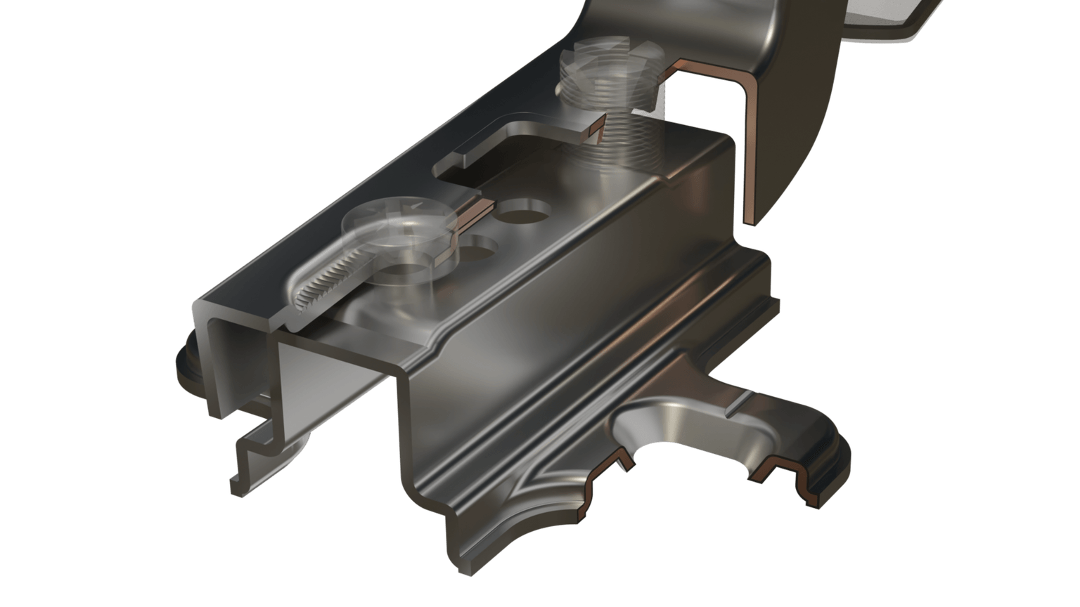 HARDI hinge mechanism in a translucent housing — technical render
