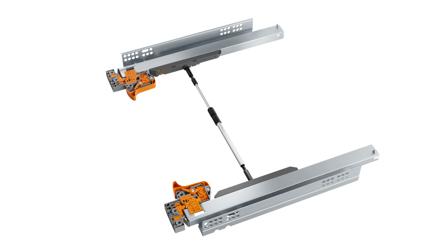 HARDI double hidden-mount drawer slide — render