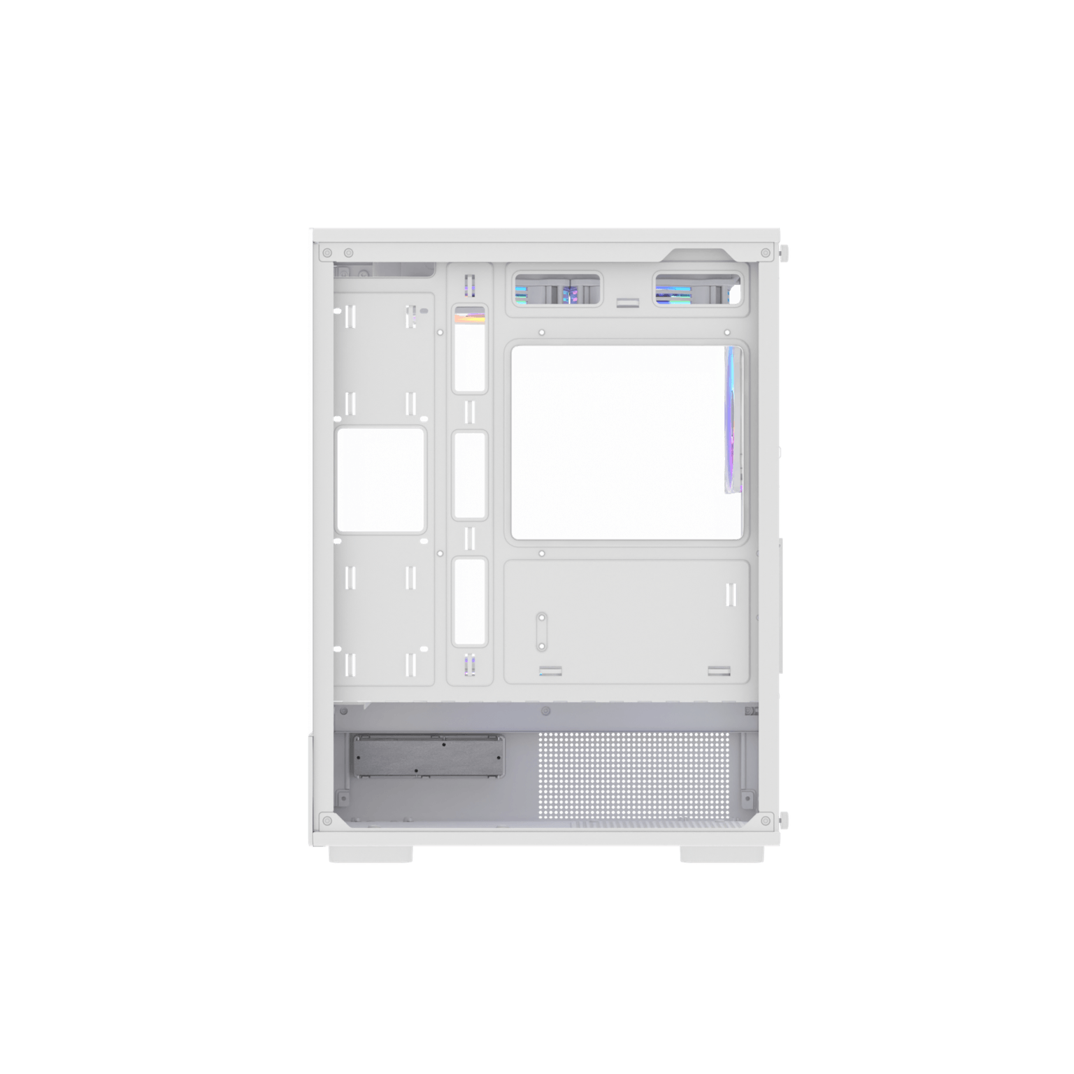 Prime Box Q9 case with the side panel open, white
