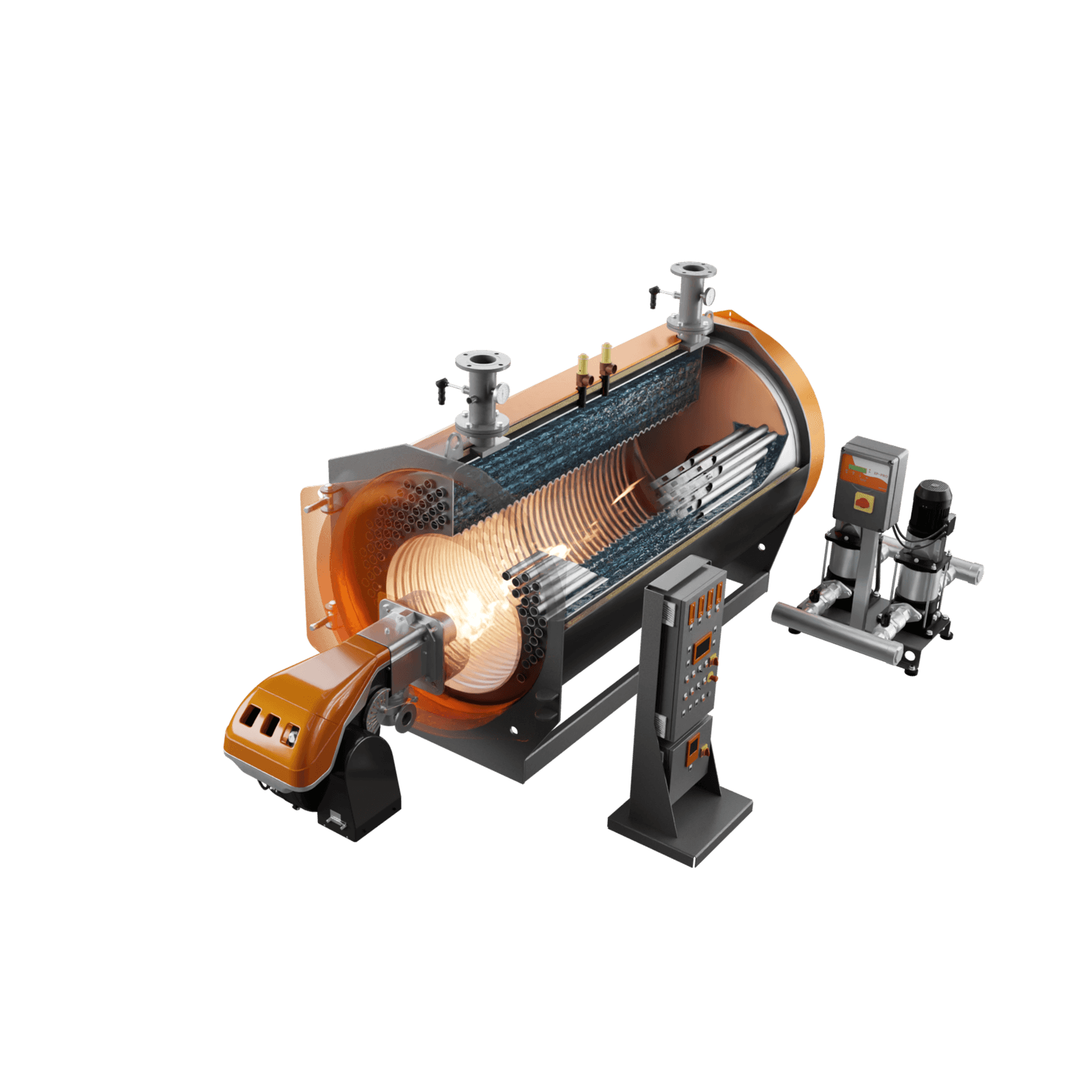 SibMaster boiler, technical cutaway showing the internal structure